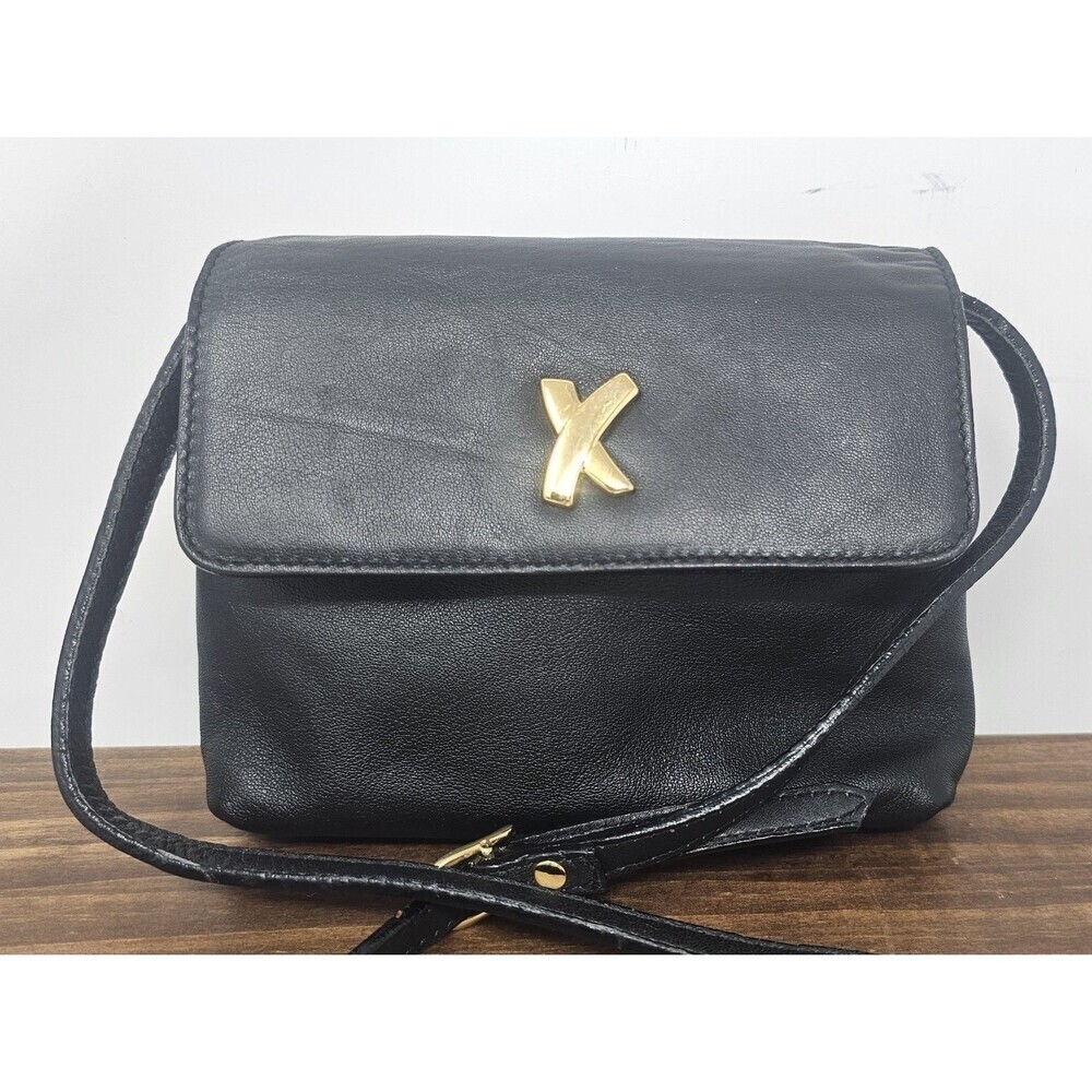 Paloma Picasso Vintage Black Soft Italian Leather Shoulder Crossbody Bag - Picture 1 of 13